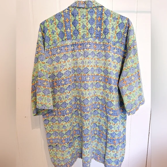 Vintage 90's UNIONBAY Blue Green Lightweight Shirt Size L Very Good Condition - Picture 2 of 3